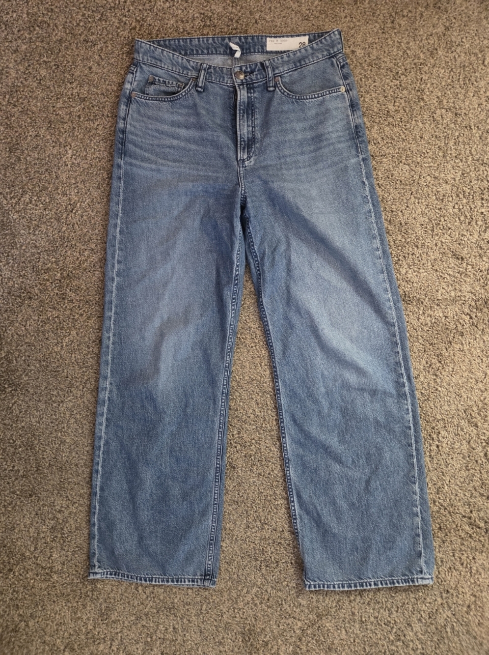 rag & bone Logan Mid Rise Wide Leg Light Blue Jeans